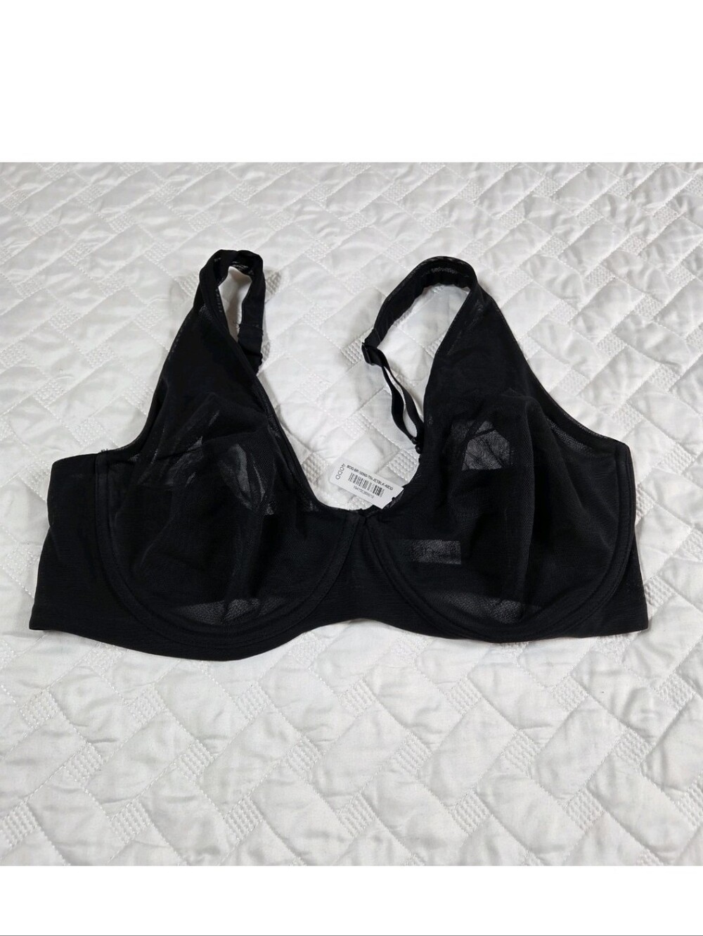 Nueskin Women's Ivy Unlined Mesh Triangle Underwire Bra Jet Black 40DD NWT